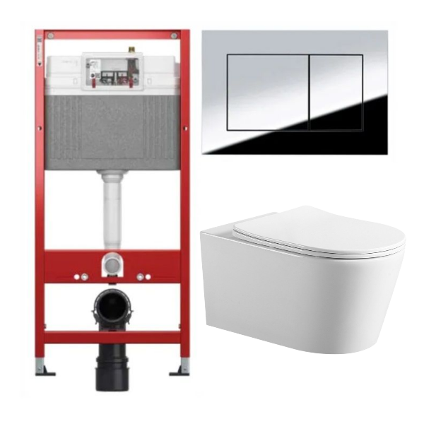 Комплект: инсталляция TECEbase kit 9400412 с кнопкой хром и подвесным унитазом Amore di Mare Temo Tornado P322-T